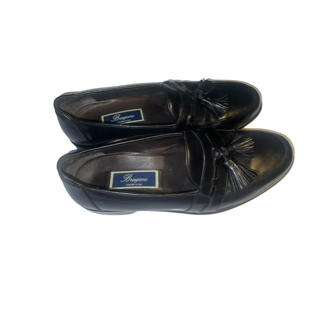 Bragano By Cole Haan Men's Black Leather Moc Toe Tassel Loafer size  10M